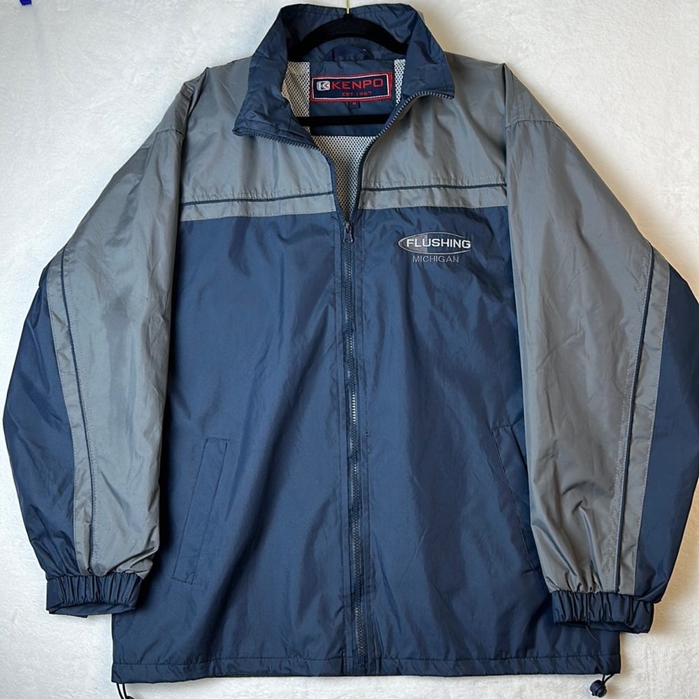 Kenpo Men’s Windbreaker Full Zip color Block Blue Gray Size Medium